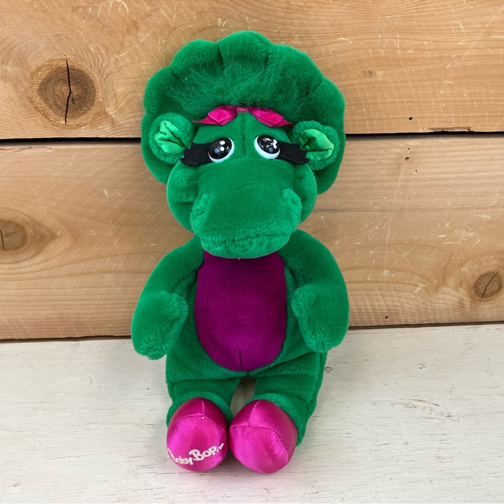 Baby Pop 1990s Plush Dinosaur Toy Barney Dakin 14” Green Vintage Nostalgic